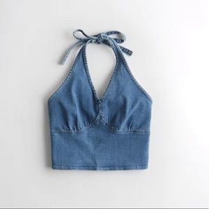 Hollister Denim Halter Crop Top